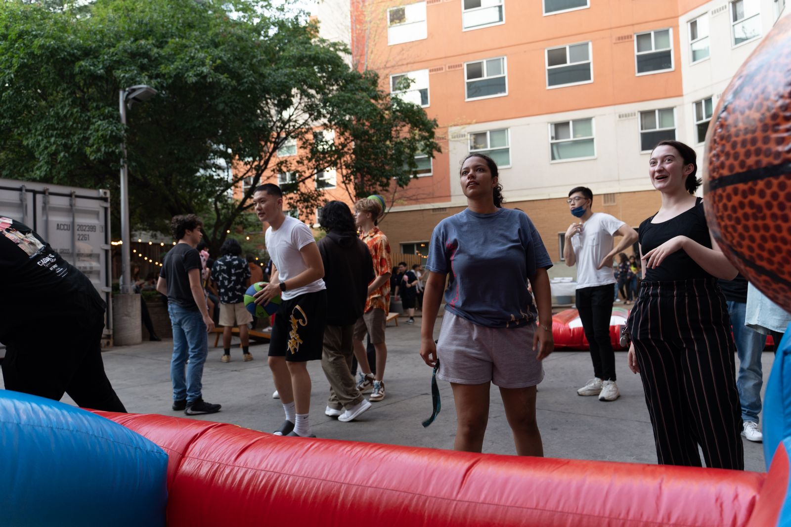 students playing outdoor fair games
